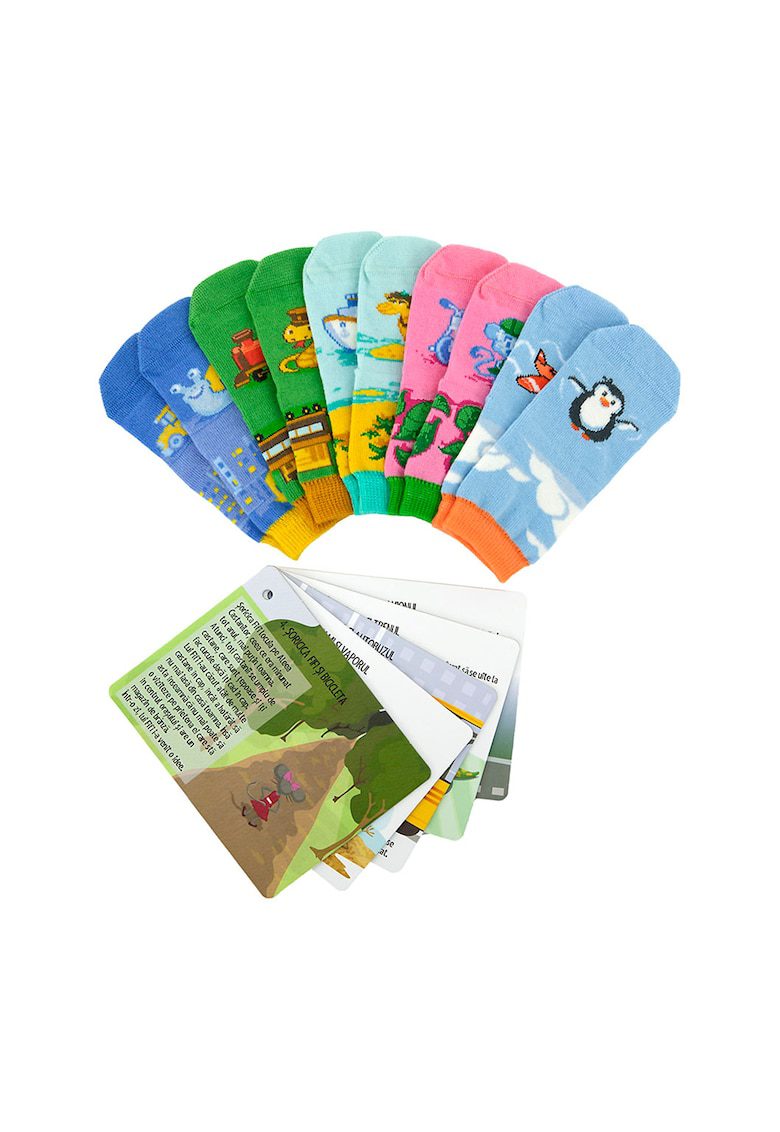Set 5 perechi sosete unisex motive animale multicolor 12-24 luni +2 ani bumbac