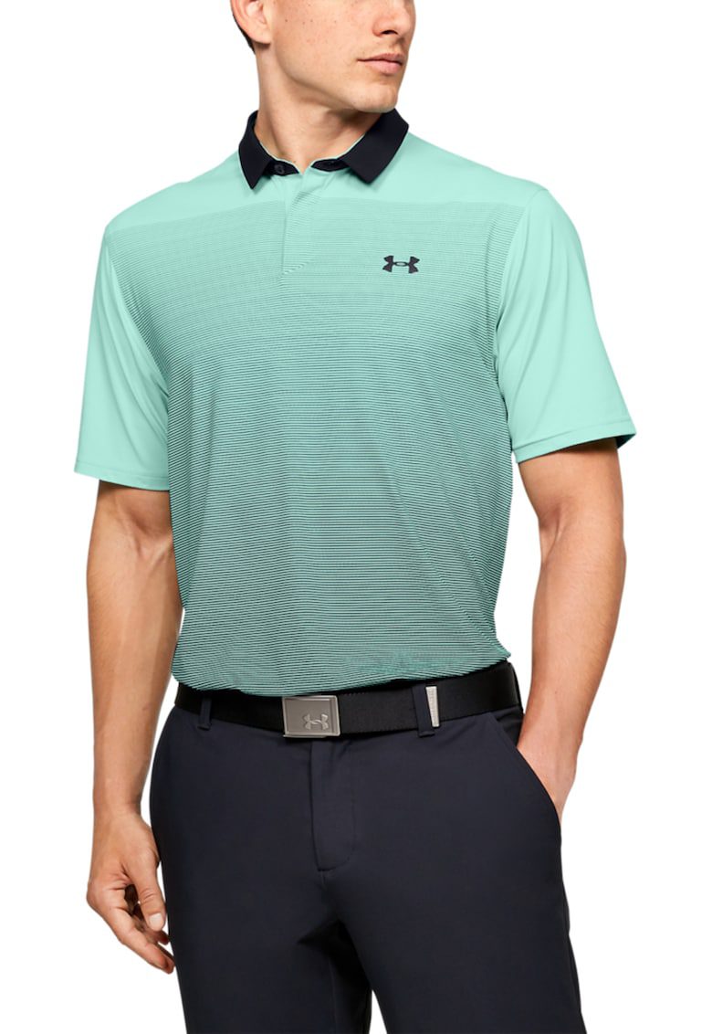 Tricou polo golf verde menta regular fit elastic 4D Iso-Chill fenta nasturi