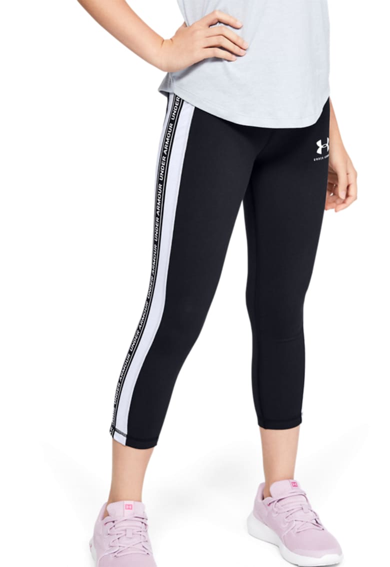 Colanti crop fitness Sportstyle alb-negru talie inalta elasticitate 4D