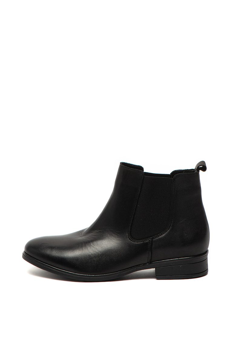Ghete Chelsea Wicoeni piele naturala negre toc masiv stil casual