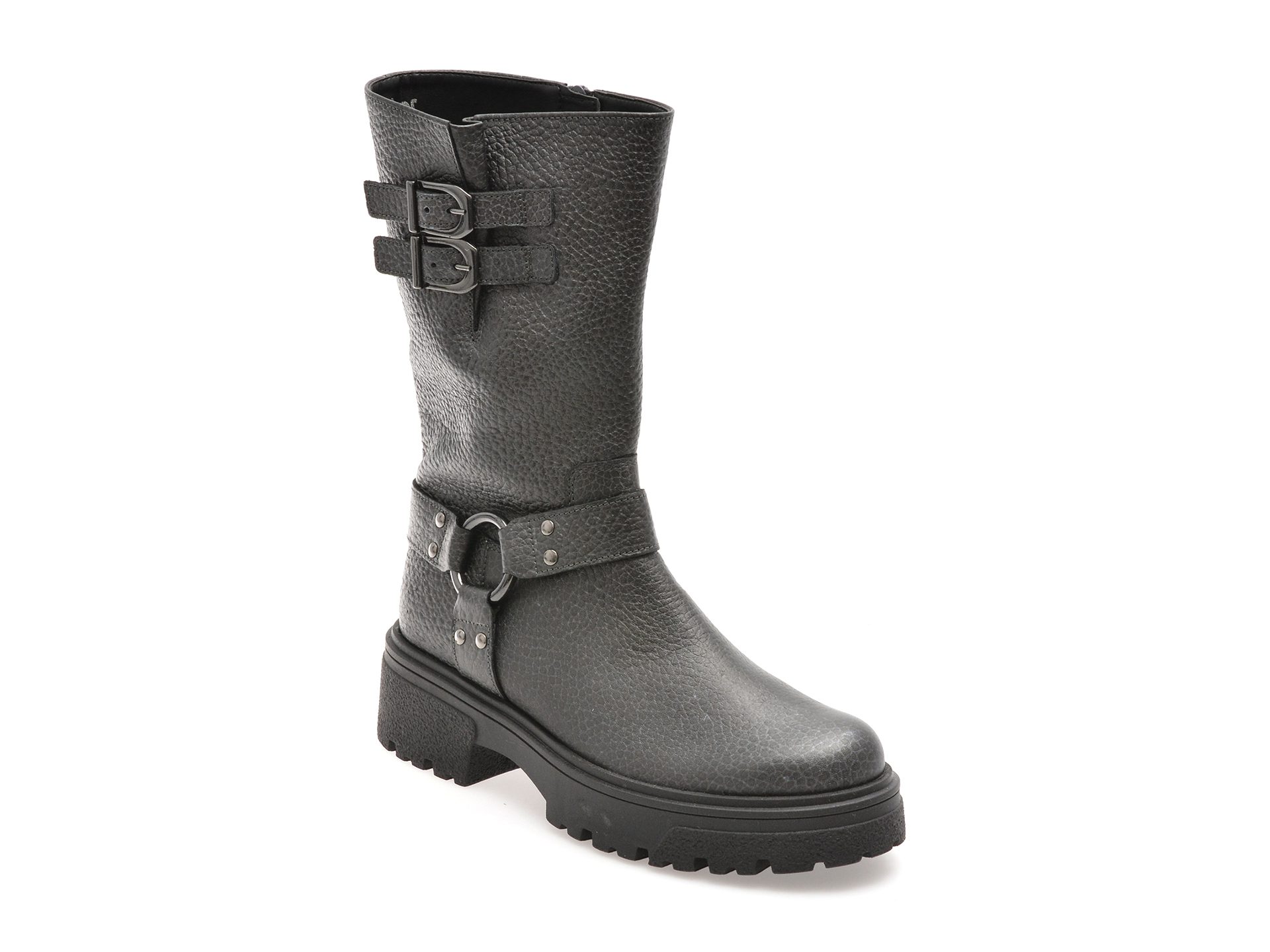 Ghete Gabor 51762 Gri Piele Naturala Fermoar Talpa Cauciuc Femei