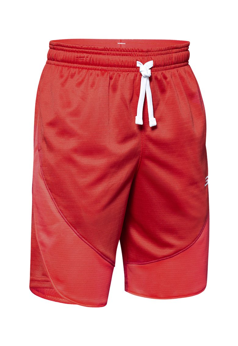 Pantaloni scurti baschet SC30 snur ajustabil talie joasa rosu alb poliester