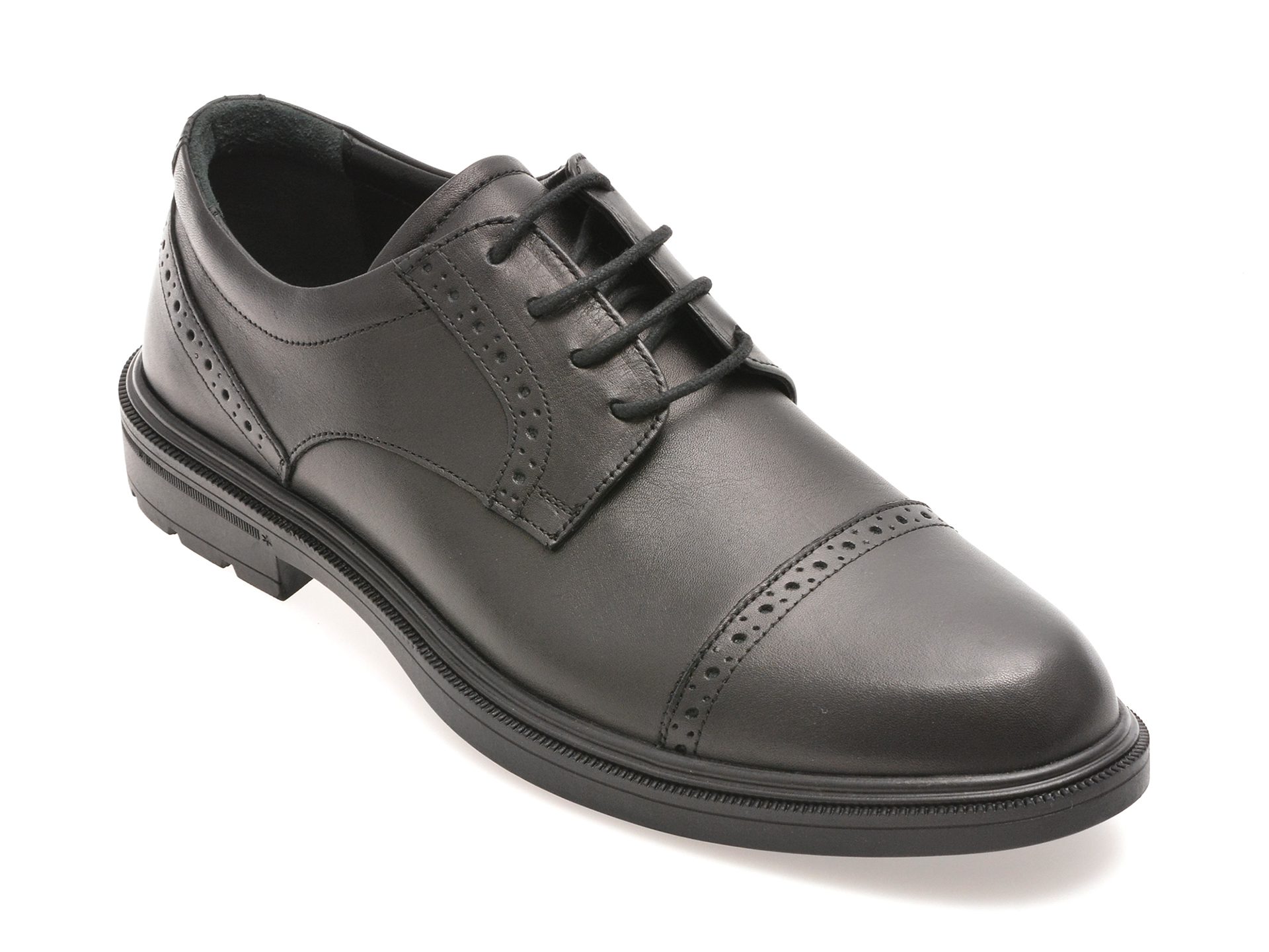 Pantofi barbati Otter A63 negri piele naturala talpa cauciuc