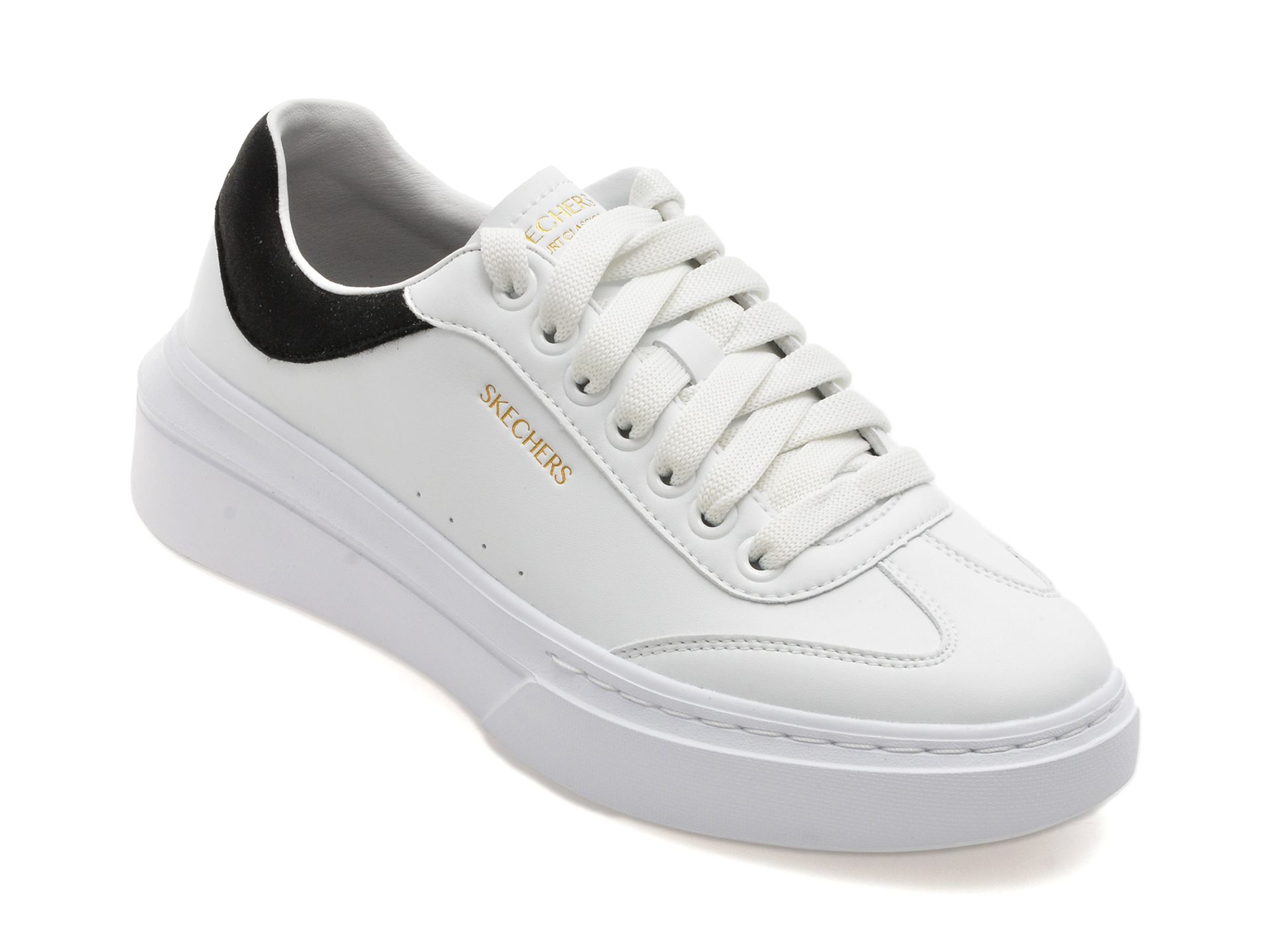 Pantofi sport Skechers Cordova Classic alb-negru din piele ecologica pentru femei