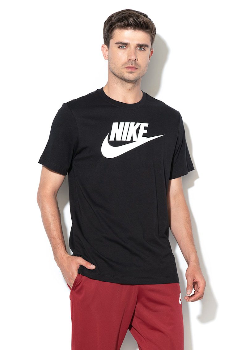 Tricou barbati Icon Futura maneca scurta bumbac 100% negru-alb optic